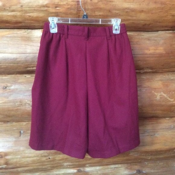 Vintage 80s Wool Burgundy Super High Rise Lined Retro Trouser Shorts Size 12* - Picture 2 of 4